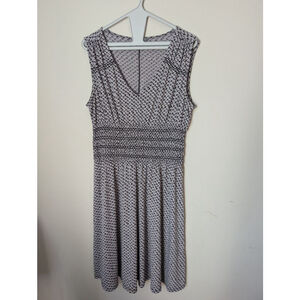 Daisy Fuentes Grey Black Patterned Sleeveless Dress M, Women's